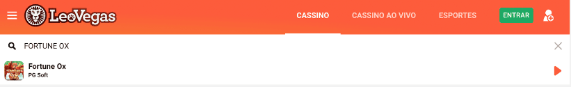 Usar a função de busca no site do cassino